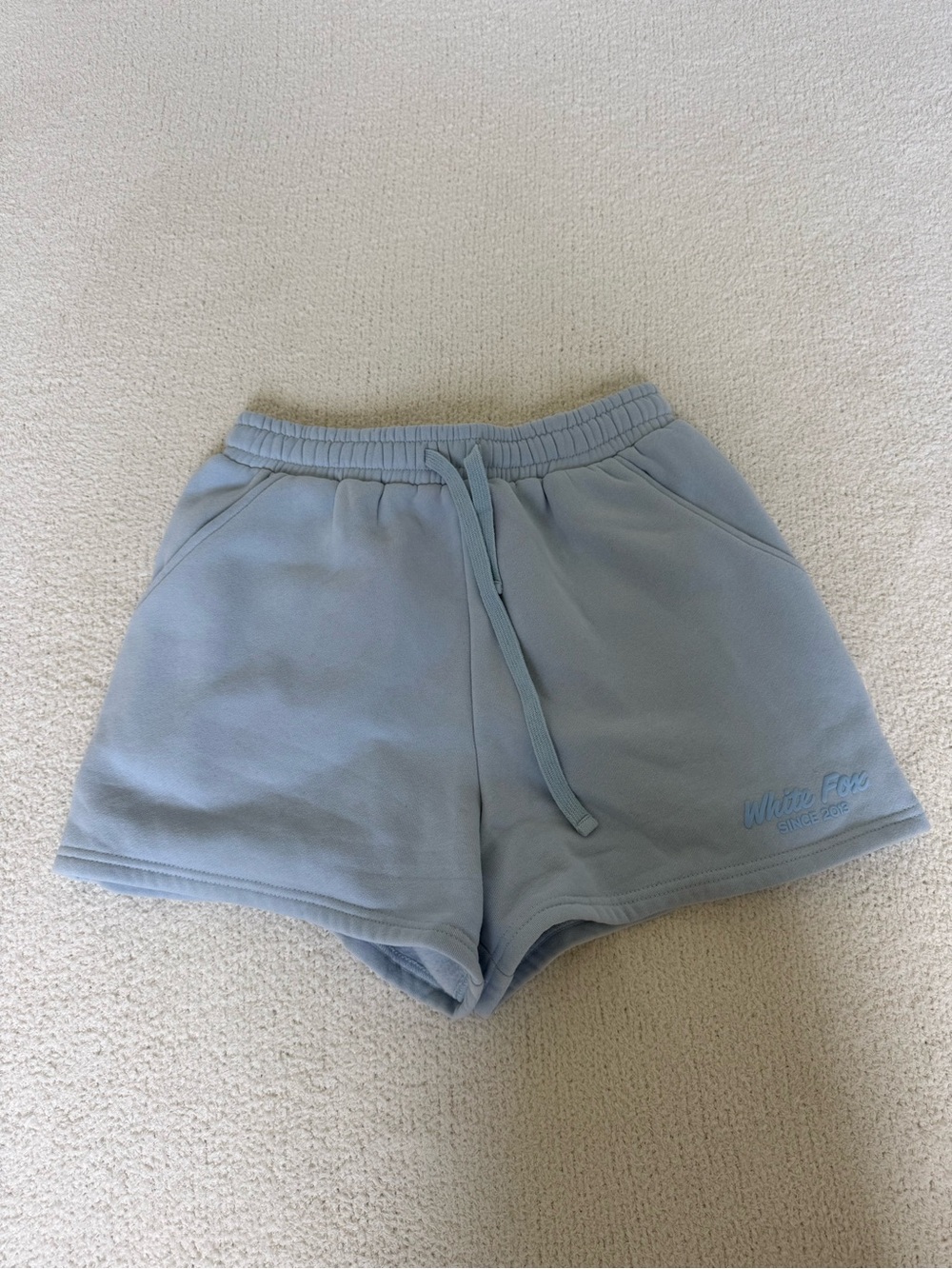 White Fox Light Blue Fleece Lounge Shorts